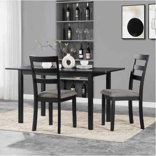 59" Extendable Dining Table – Seats 4 to 8, Space-Saving Design, Black