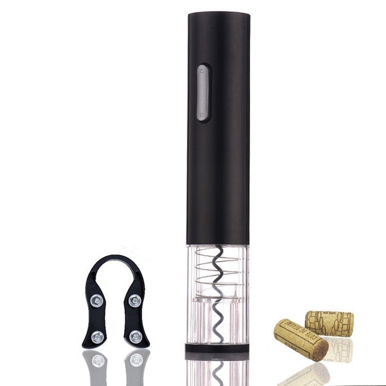 Abrebotellas eléctrico negro Nova Home con cortador de papel de aluminio y sección transparente para ver el corcho.