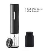 Abrebotellas eléctrico Nova Home de color negro con sacacorchos transparente y tapón de vino incluido