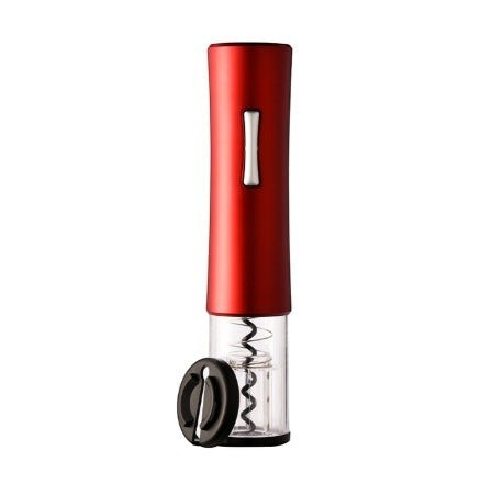 Abrebotellas eléctrico Nova Home de color rojo con cortador de papel de aluminio y base transparente