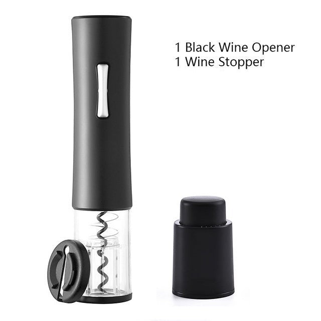 Set de abridor de vino eléctrico Nova Home en negro con tapón y cortador de aluminio, diseño moderno y elegante