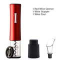 Set de abridor de vino eléctrico Nova Home en color rojo con cortador de aluminio, tapón y vertedor de vino