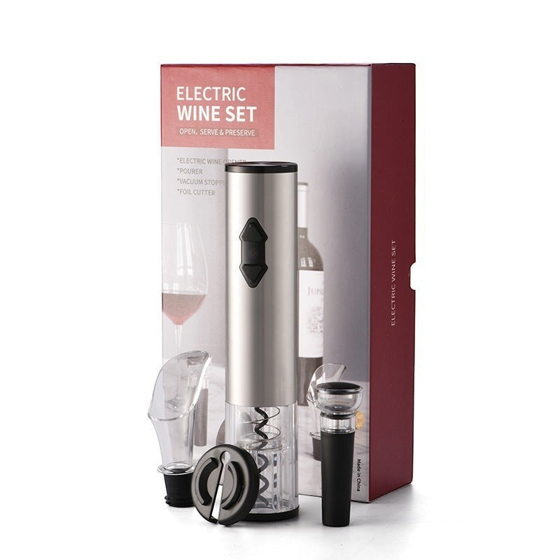 Set de abridor de vino eléctrico Nova Home con cortador de papel aluminio, vertedor y tapón en caja de regalo