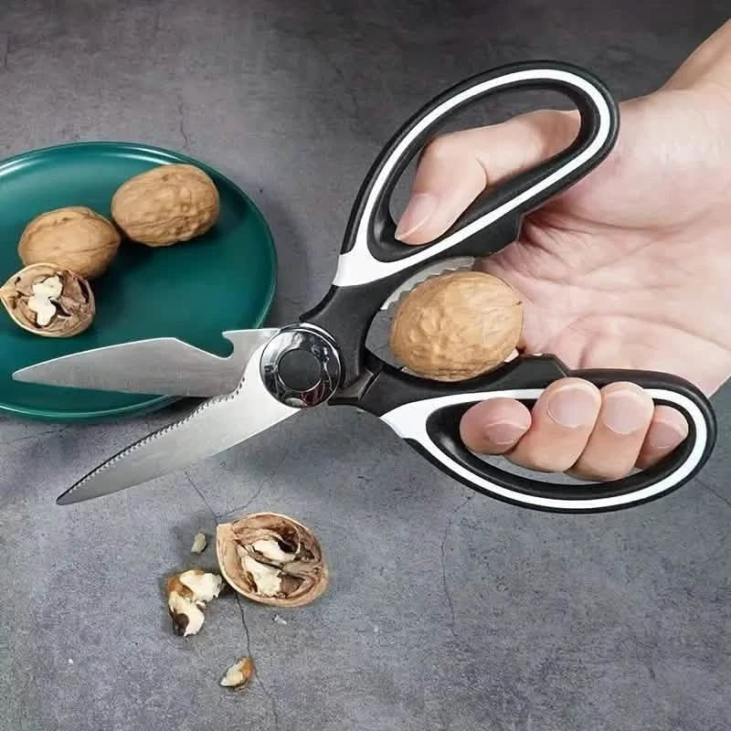 Tijeras de cocina multifuncionales Nova Home de acero inoxidable con mangos ergonómicos y cascanueces integrado.