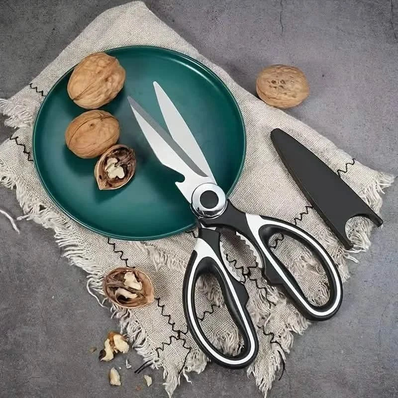 Tijeras de cocina multifuncionales Nova Home de acero inoxidable con mangos ergonómicos y funda protectora