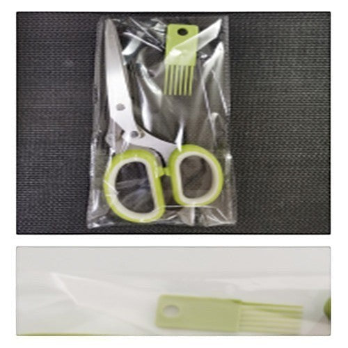 Tijeras para hierbas Nova Home de 5 hojas de acero inoxidable con mangos verdes y peine de limpieza en bolsa