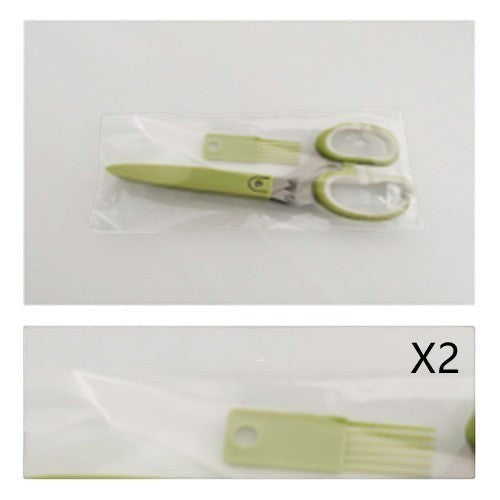 Tijeras para hierbas Nova Home de 5 hojas de acero inoxidable con mangos verdes y peine de limpieza incluido